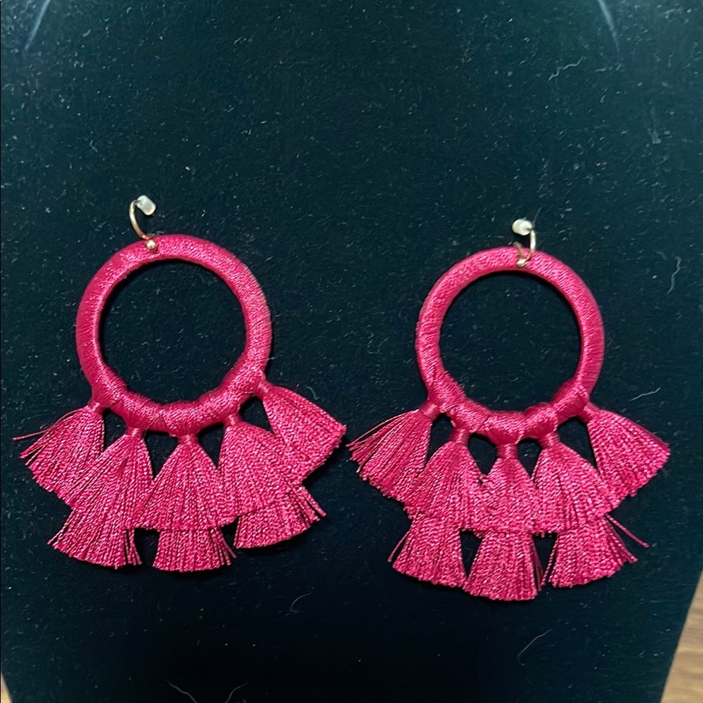 Francesca's Collections Red Tassel Earrings